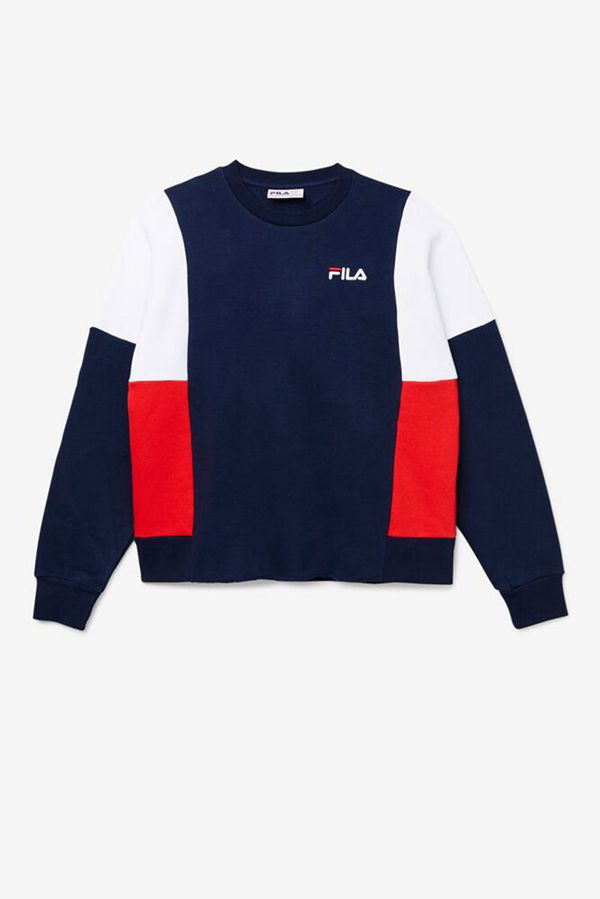 Fila Alwyn Crew Men's Sweatshirts - Navy/White/Red,NZ 690-5387